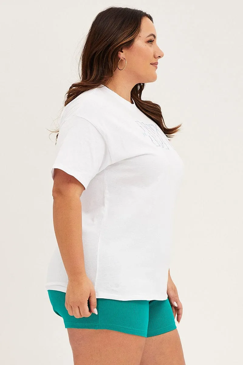 White Crew Neck Short Sleeve Graphic T-shirt ZeroDistressFinish