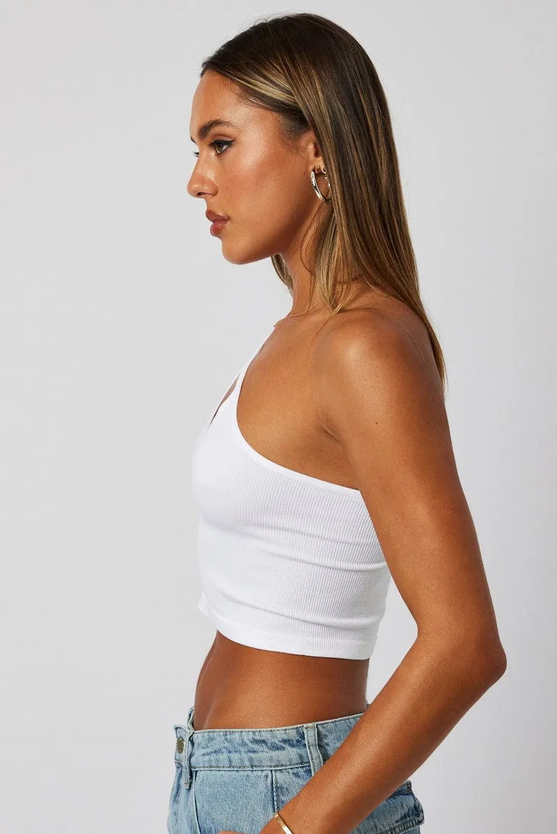 White Crop Top Singlet Seamless Spark Soul Relaxed Layer