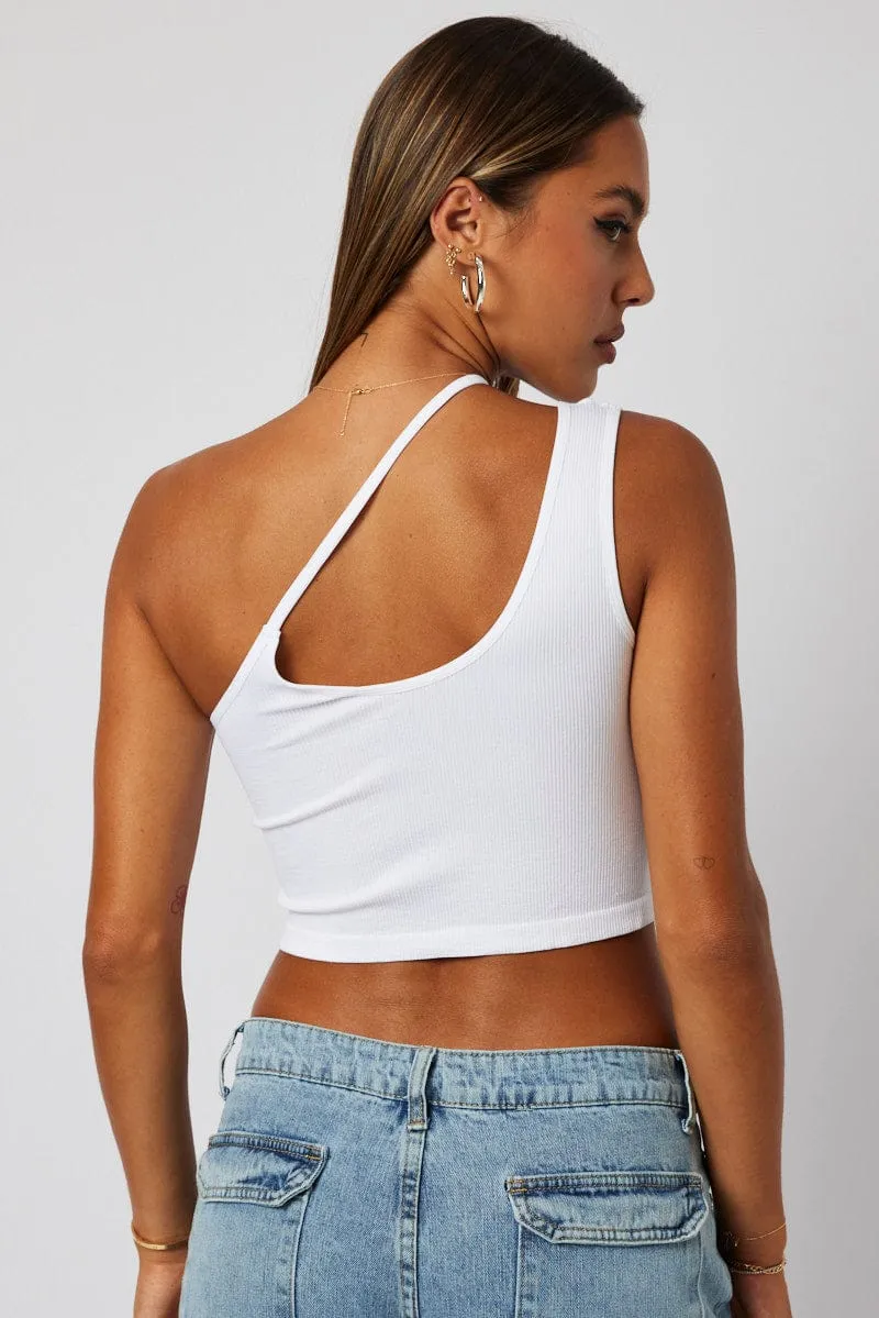AntiPillingFabric White Crop Top Singlet Seamless