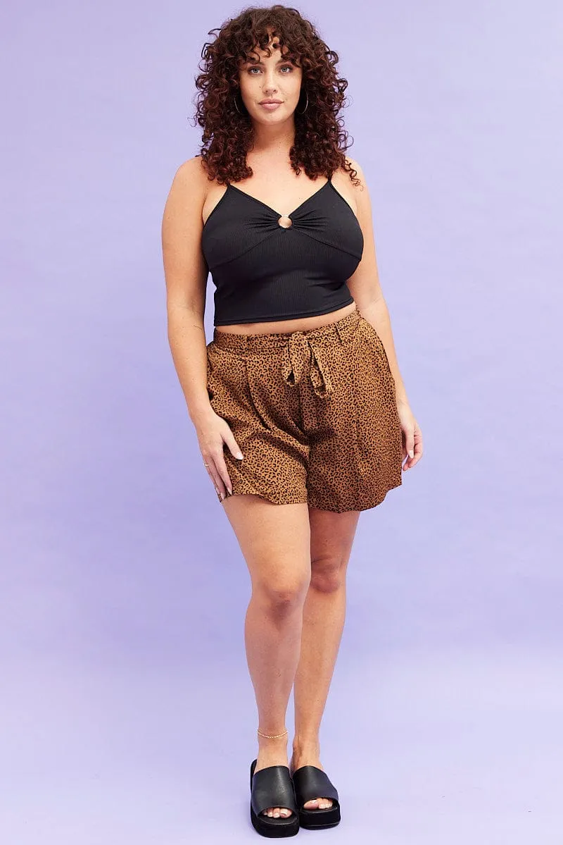 Animal Print Shorts High Rise Waist Tie QuickRelease Closure Adjustable Waistband