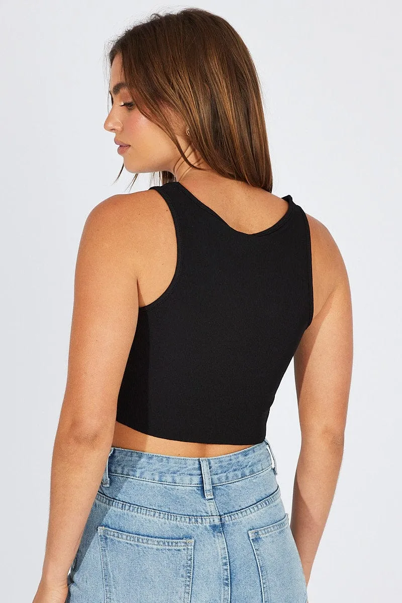 Black Graphic Tank Free Fit