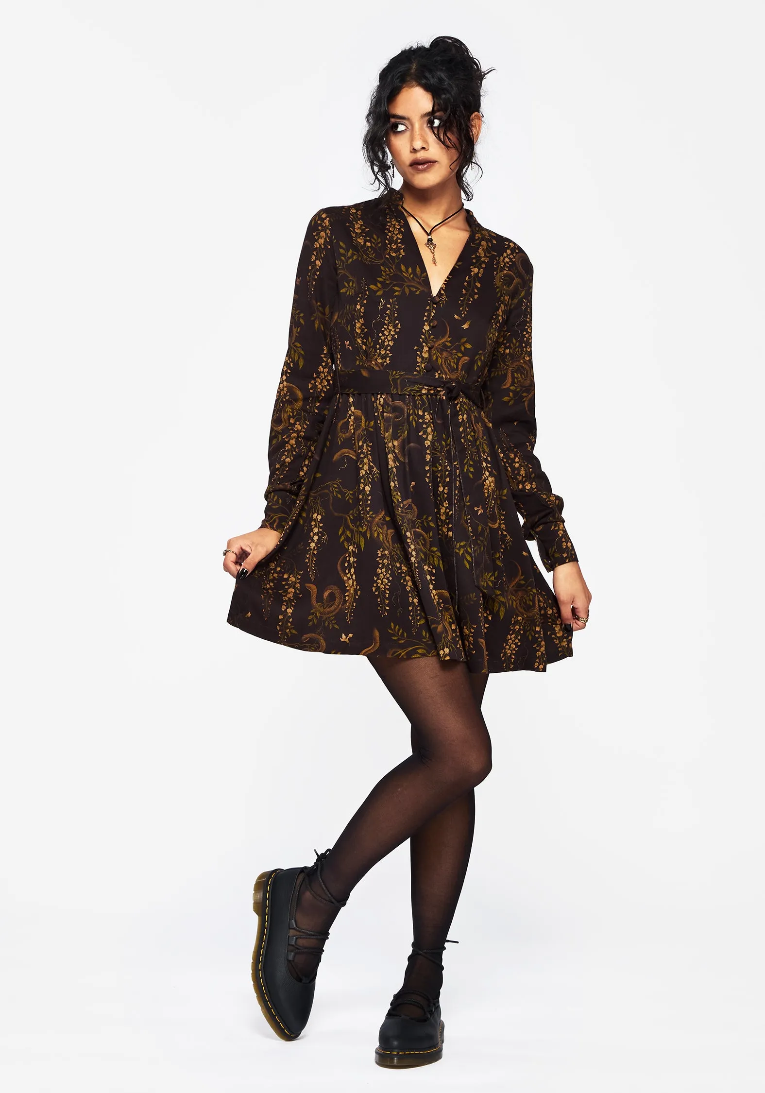 Azazel Snake Printed Belted Mini Dress Convertible Straps