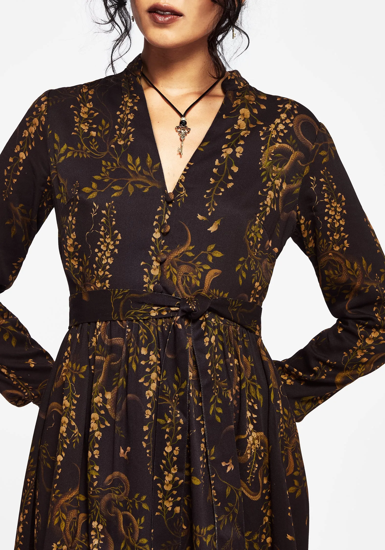 Timeless playful piece Azazel Snake Printed Belted Mini Dress