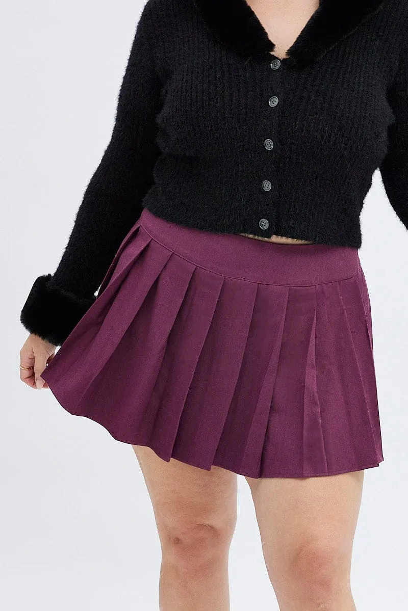 Slip Resistant Waistband Purple Mini Tennis Skirt
