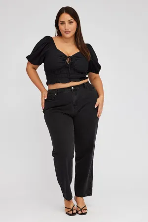 Rugged Construction Base Attire Black Mom Jeans High Rise
