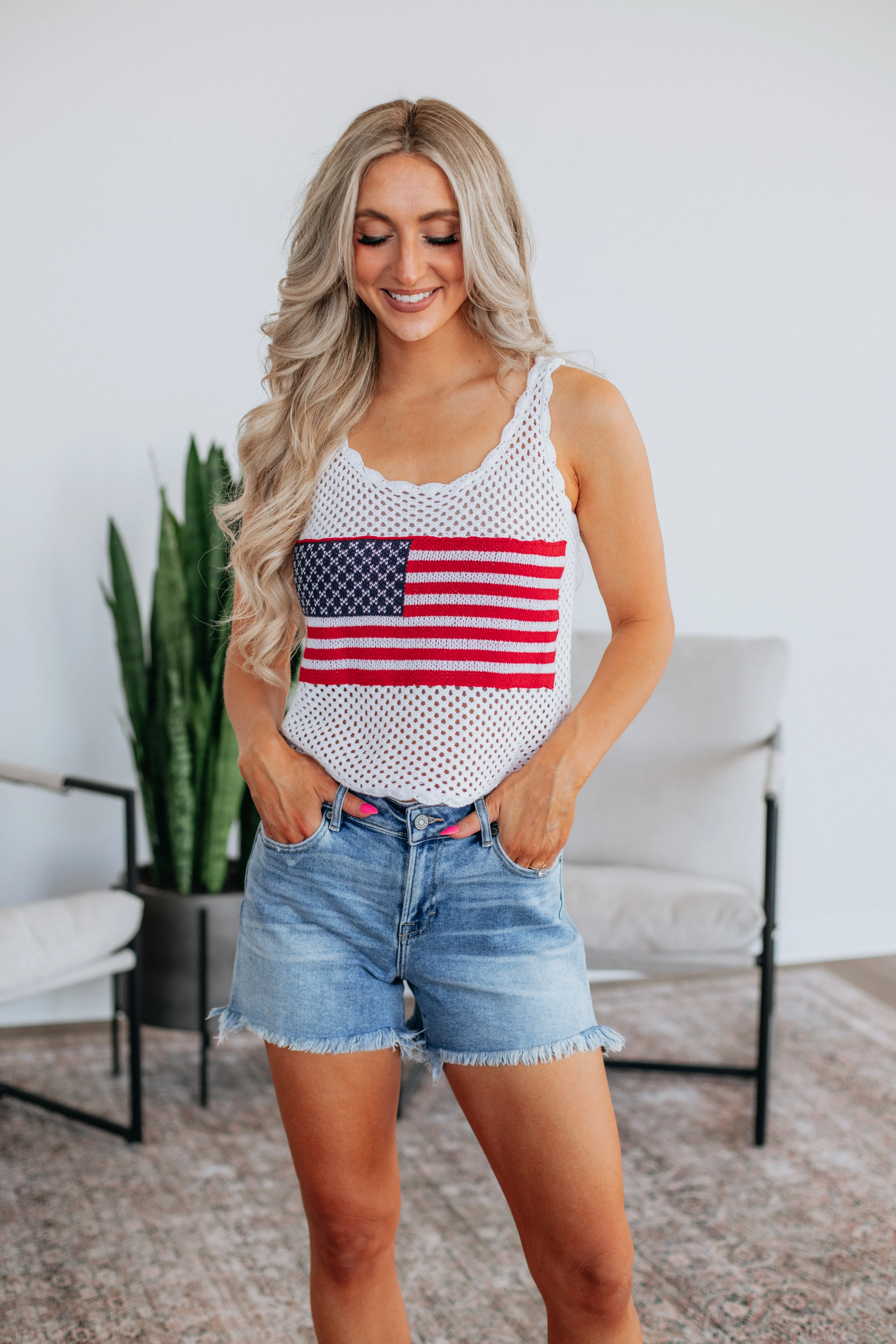 Patriotic Babe Tank - Ivory Anti Pill Surface international cooperation