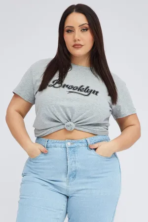 men's clothing Grey Short Sleeve Grey Regular Brooklyn T-shirt