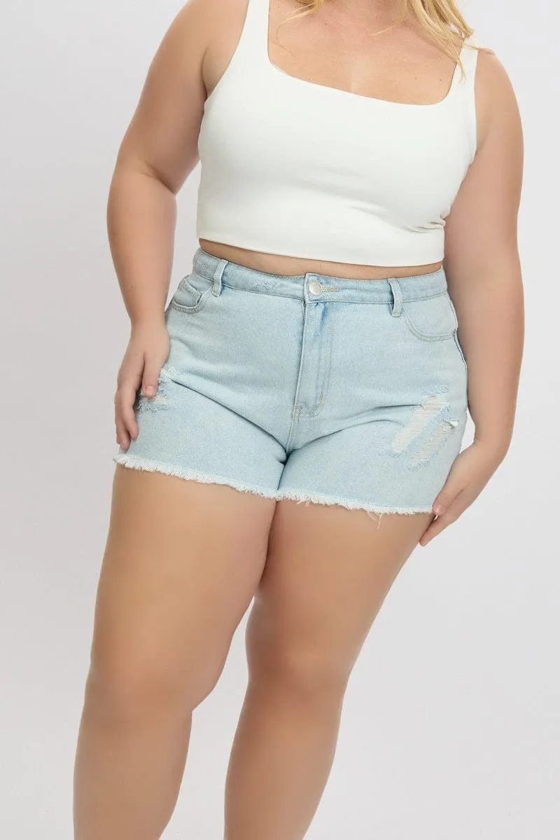 Denim Relaxed Shorts High Rise Practical Leggings