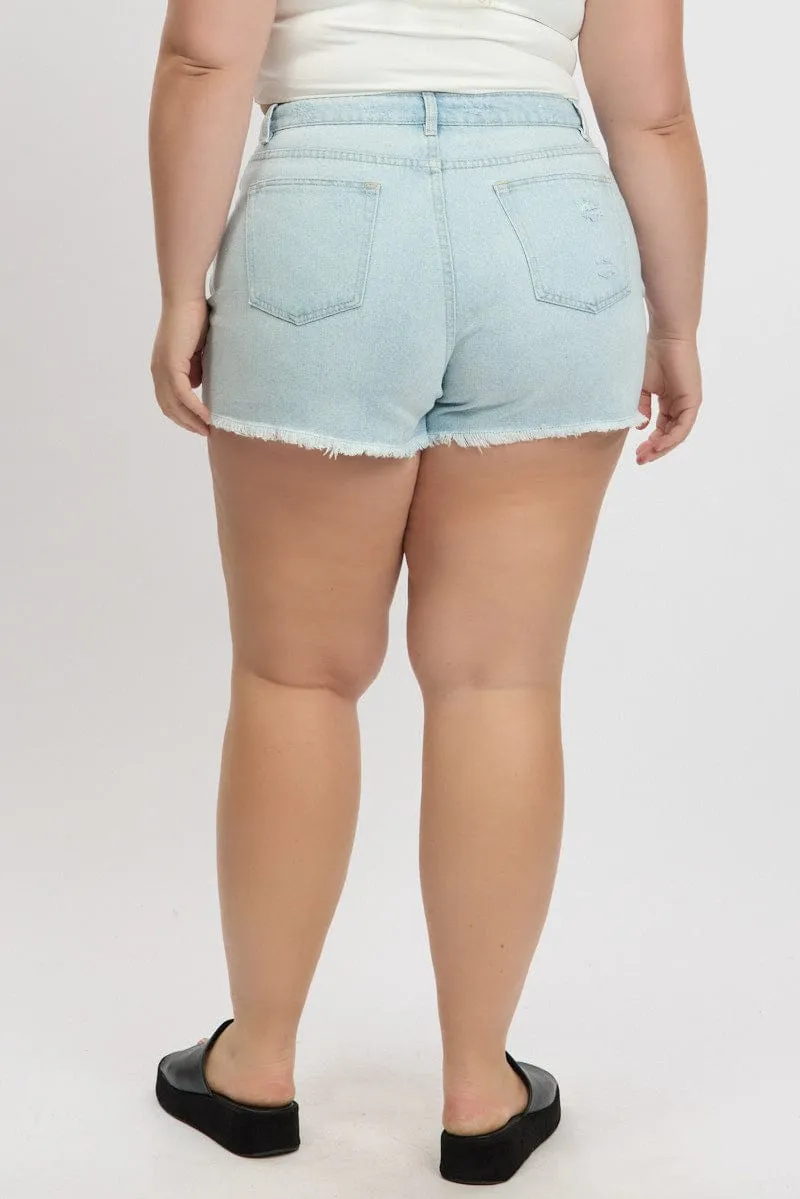 Athleisure Cool Denim Relaxed Shorts High Rise