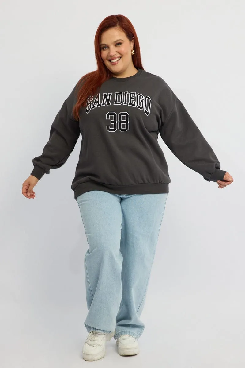 Grey Sweater Long Sleeve Crew Neck Cozy Basics