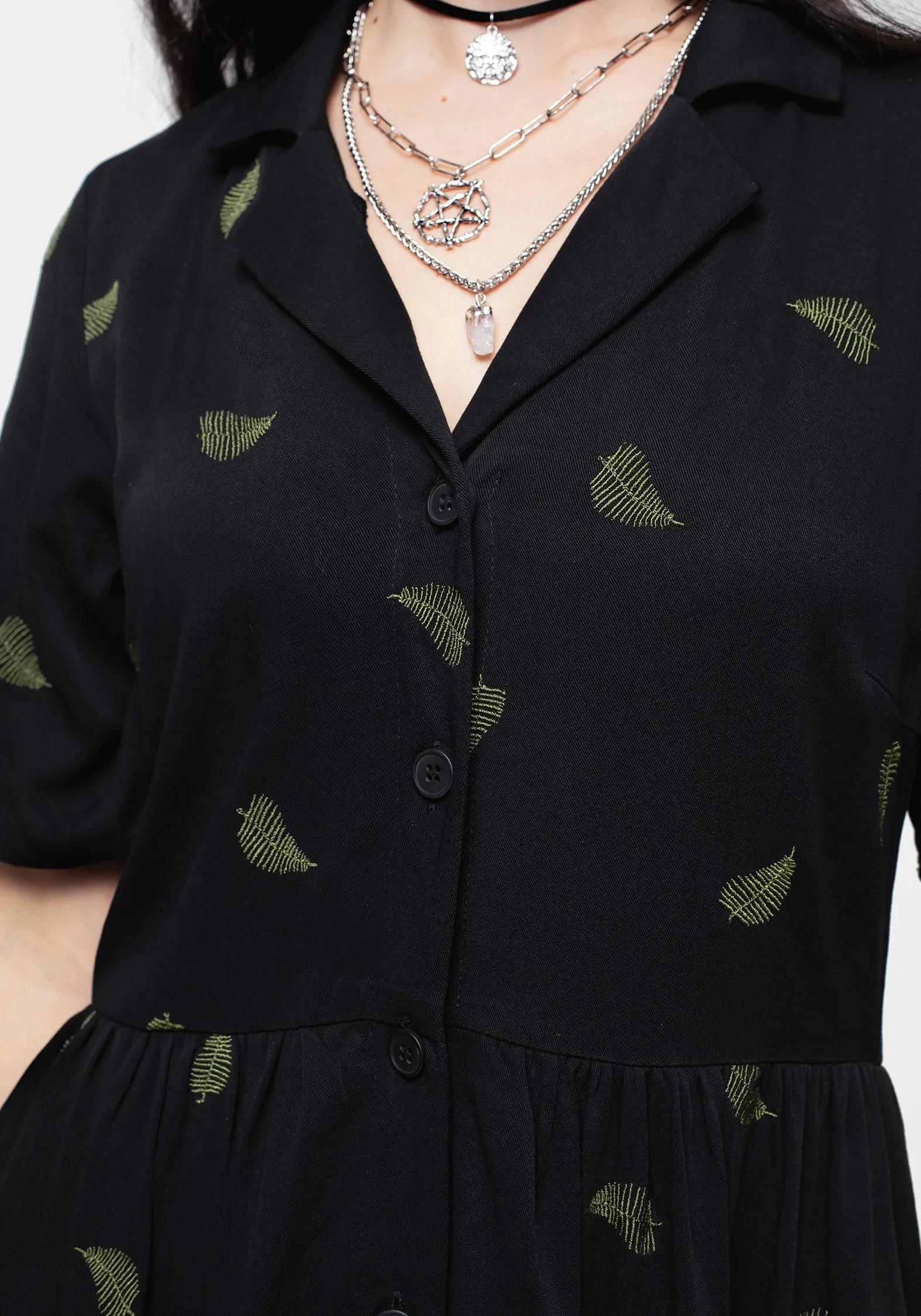 Osmunda Fern Embroidered Midi Shirt Dress Maternity Look