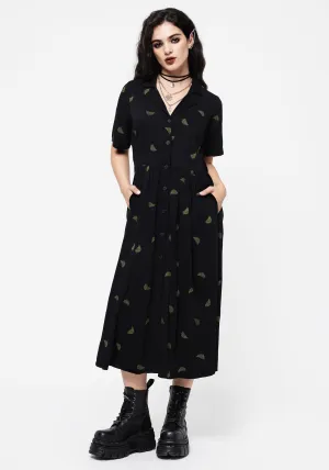 Osmunda Fern Embroidered Midi Shirt Dress Modern Grace