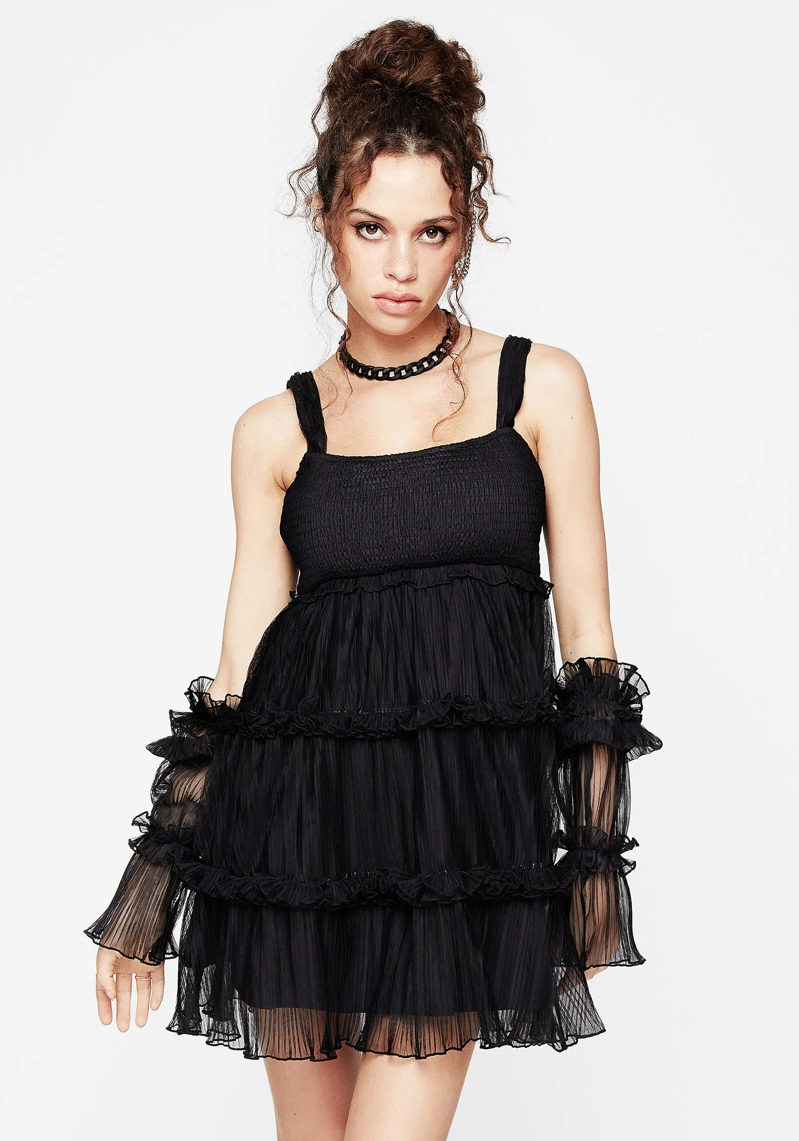 Marquise Crinkle Cami Mini Dress with Sleeves Water Repellent Coating Sustainable production
