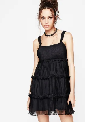 Marquise Crinkle Cami Mini Dress with Sleeves Sleek Wear