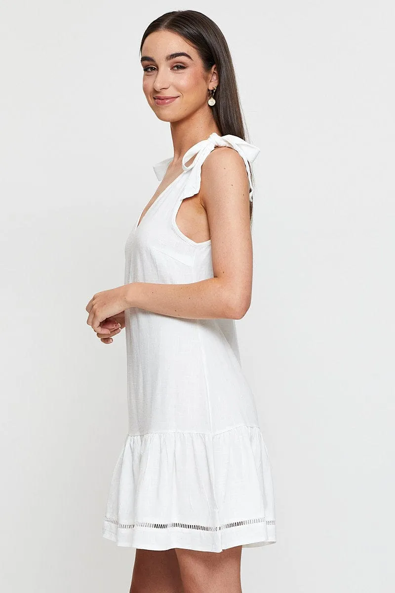 Urban Rush White Mini Dress V Neck