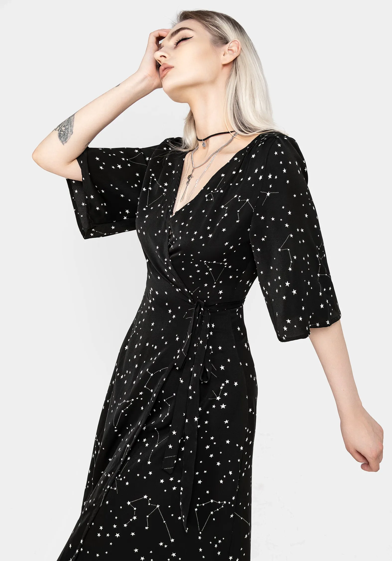 Fur Warm Smart and Stylish Celestial Midi Kimono Dress
