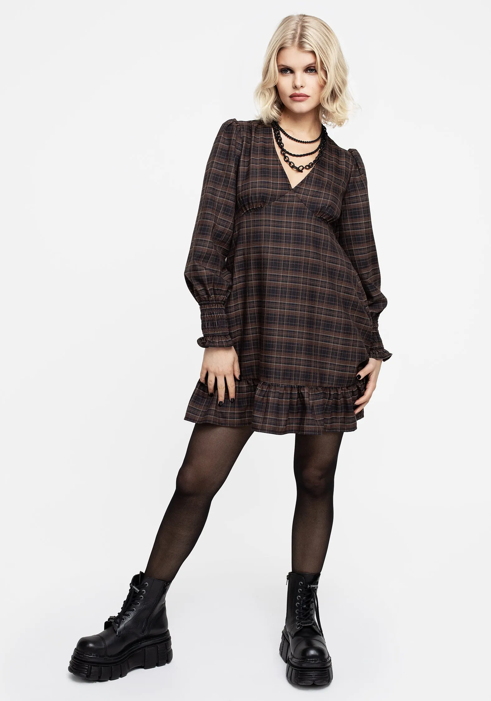 Embla Check Mini Smock Dress Minimalist Closure Hot Season