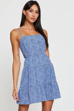 Print Mini Dress Sleeveless Scoop Neck Feminine relaxed mini