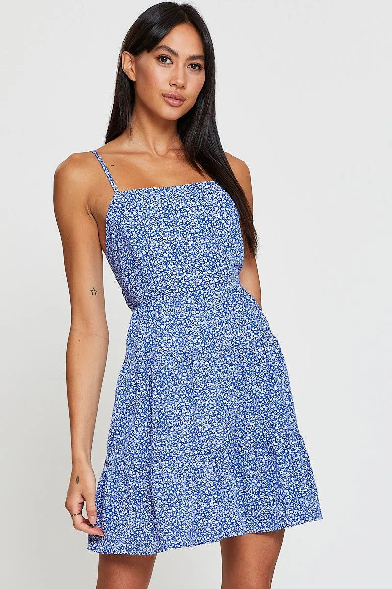 Print Mini Dress Sleeveless Scoop Neck Feminine relaxed mini