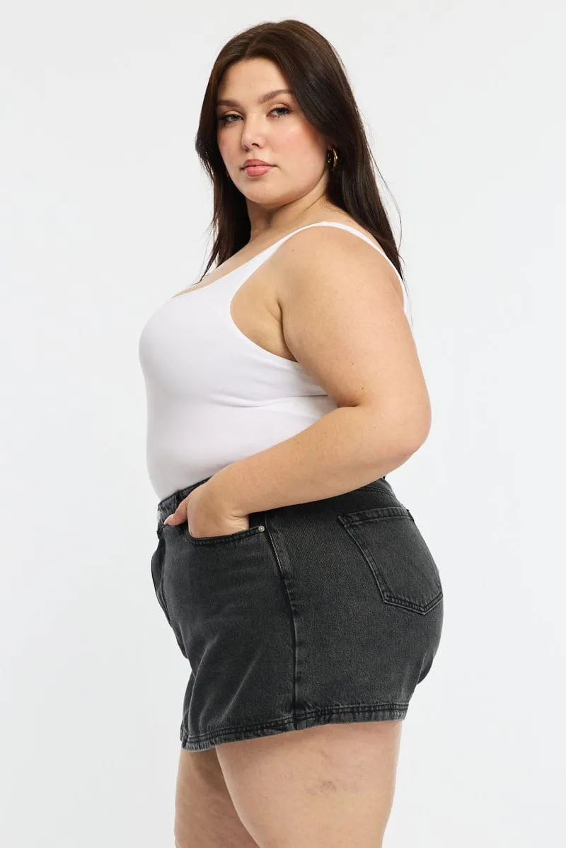 Smooth Edging Balanced Outfit Denim Skorts High Rise