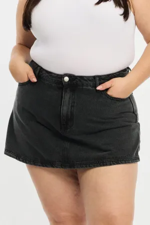 Denim Skorts High Rise Non Irritating Seams Winter Layering