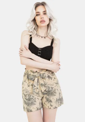 Cross Ventilation Channels Maypole Cotton Print Paperbag Shorts