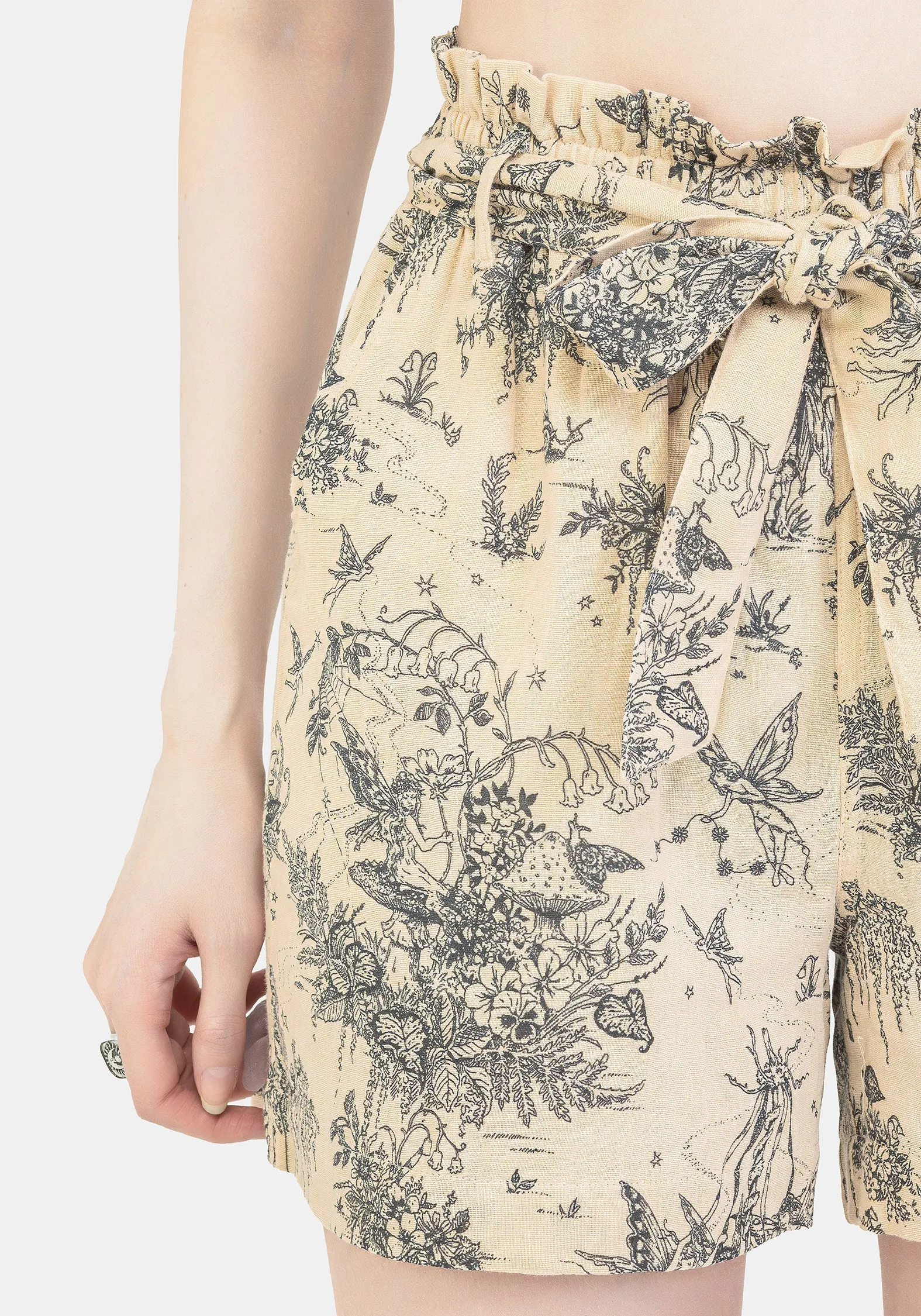 Odor-resistant Sweat Wicking Technology Maypole Cotton Print Paperbag Shorts