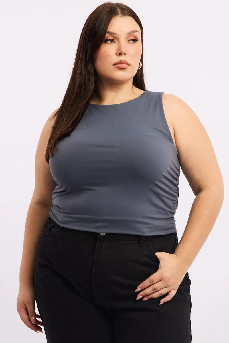 Blue Tank Top Crew Neck Supersoft Craft Soul ErgonomicCut