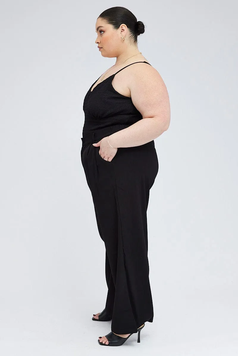 Work Flex Black Wide Leg Pants High Rise