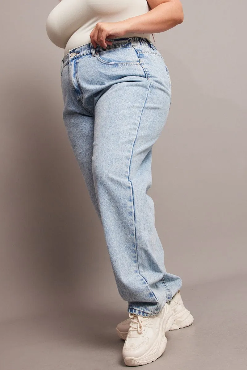 Denim Mom Jeans High Rise Acid Wash Sustainable Trend Setter Versatile Casual Street