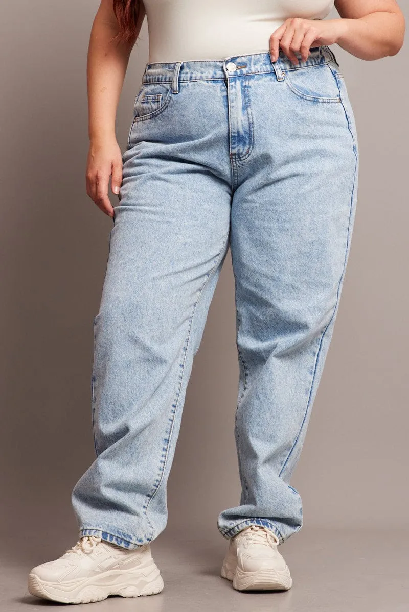 Neutral Piece Denim Mom Jeans High Rise Acid Wash