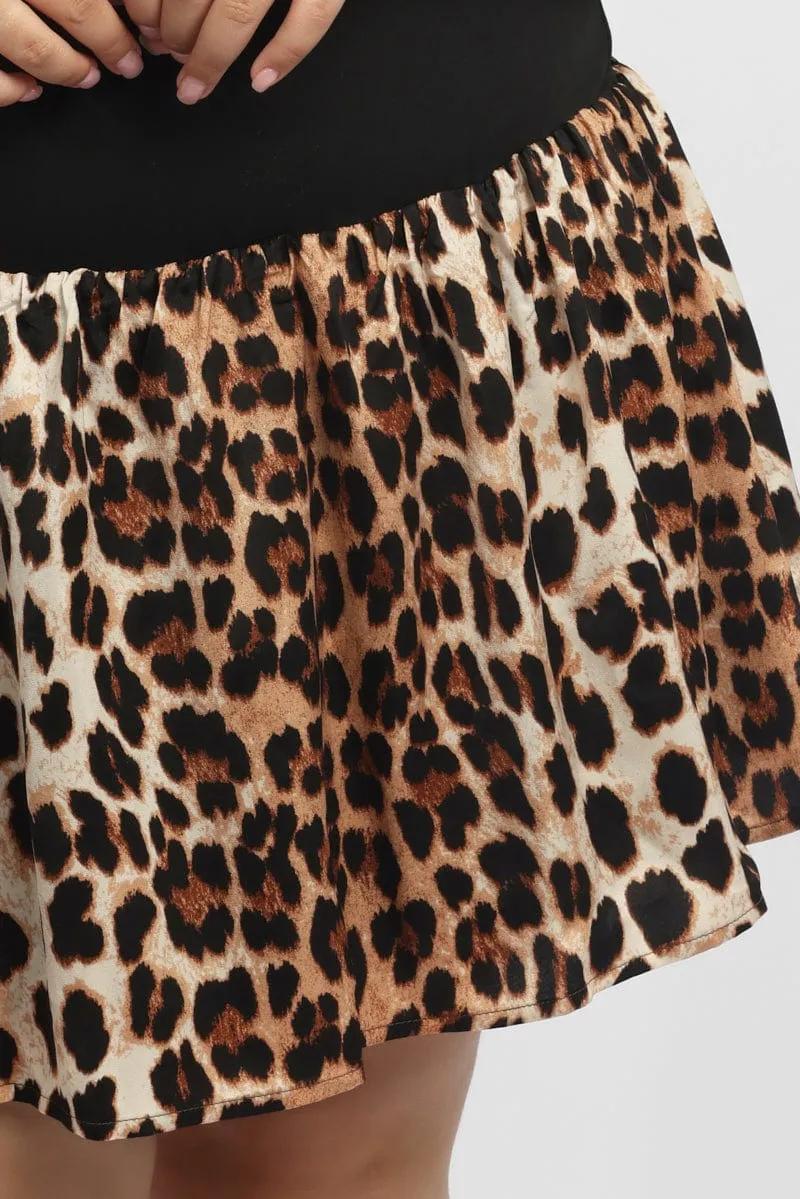 Black Animal Print Strapless Leopard Mini Dress Hot Star