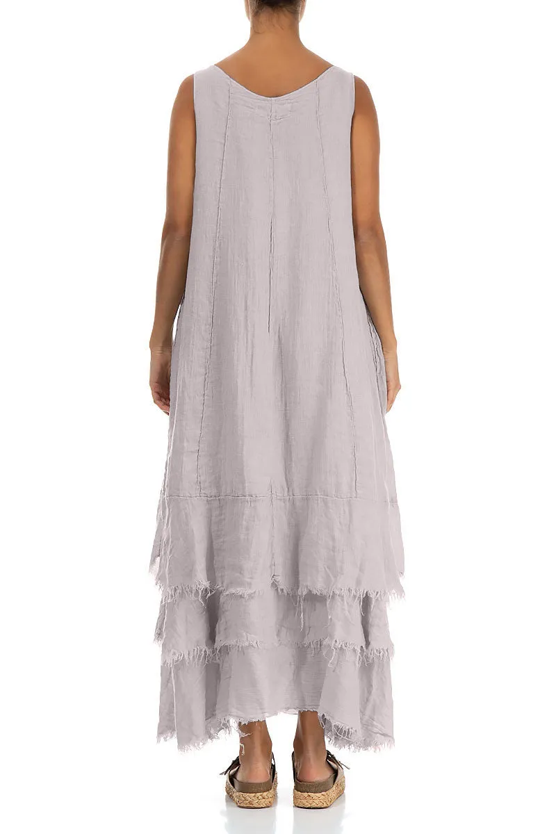 Maxi Greige Gauze Linen Dress Comfort Design Soft Jersey