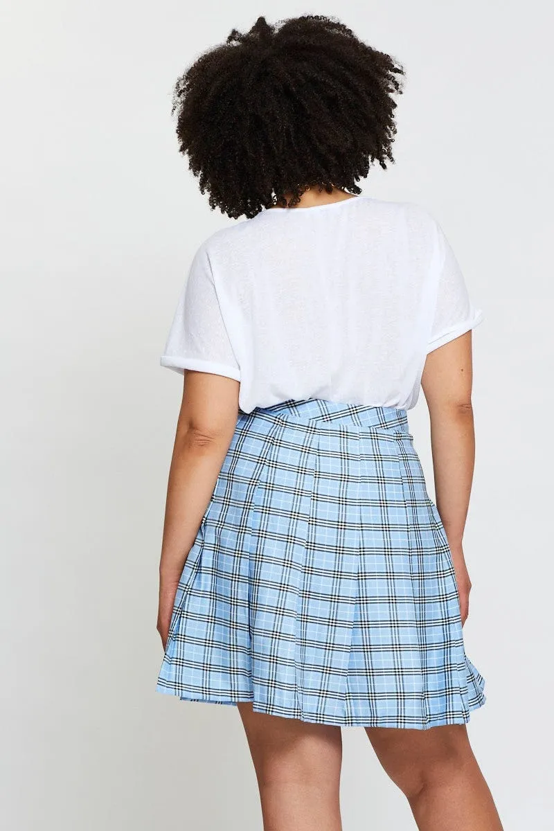Check Mini Tennis Skirt Pleated Light Wear Fashion Details