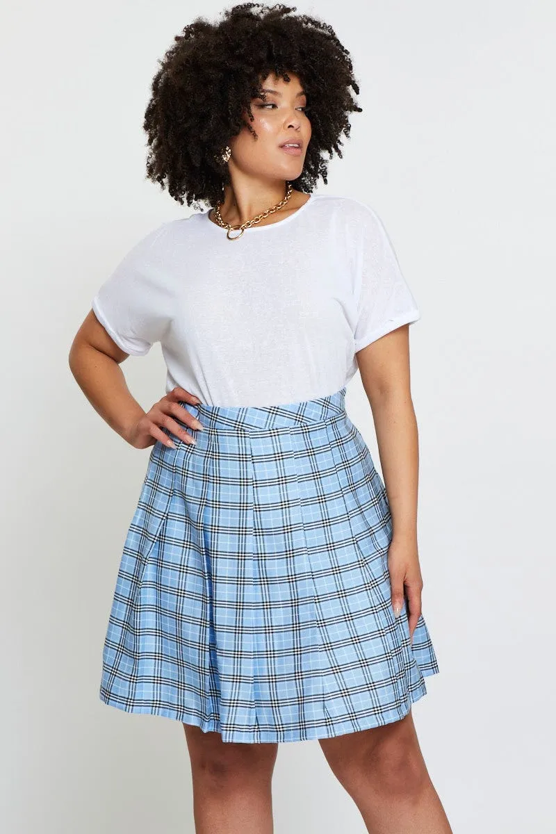 Check Mini Tennis Skirt Pleated Ventilated Slits Vegan Material