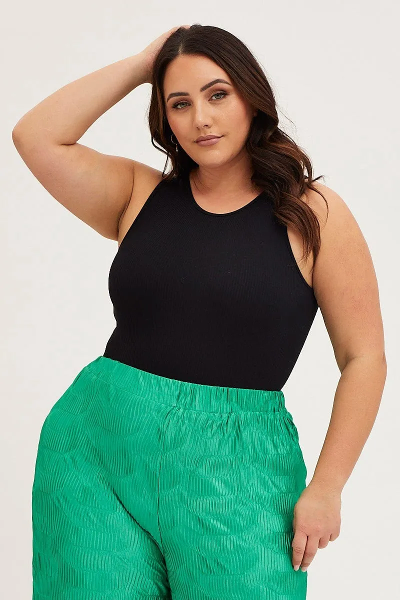 Urban Chic SmoothZipper Black Rib Bodysuit Sleeveless Seamless