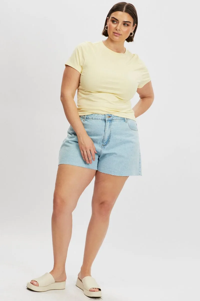 Denim Relaxed Shorts High Rise Trendy Trousers