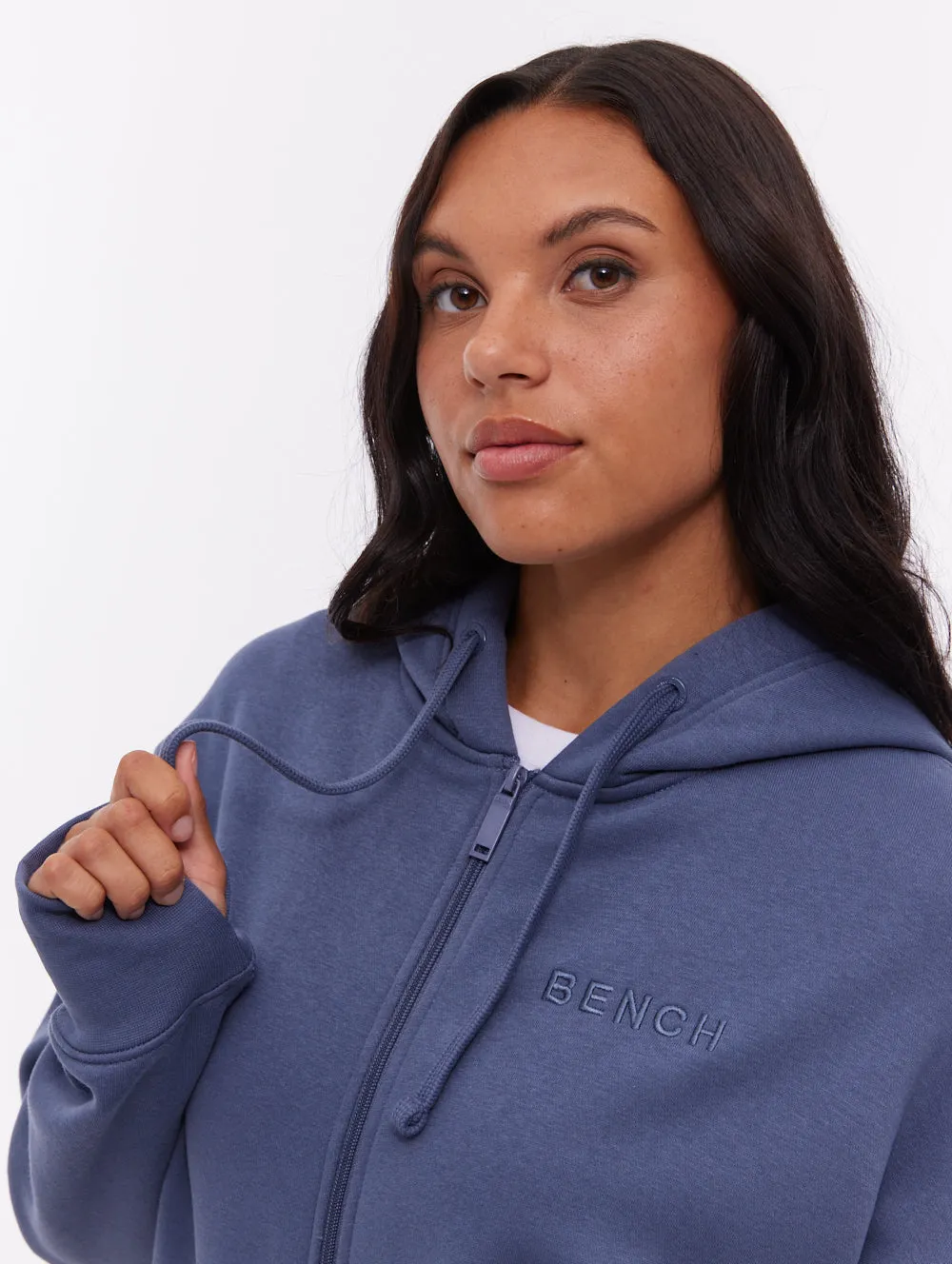 Temra Back Logo Zip-Up Hoodie - Blue quick dry clean look