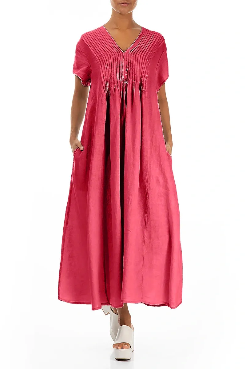 Fantasy Mood Romantic Raspberry Linen Dress