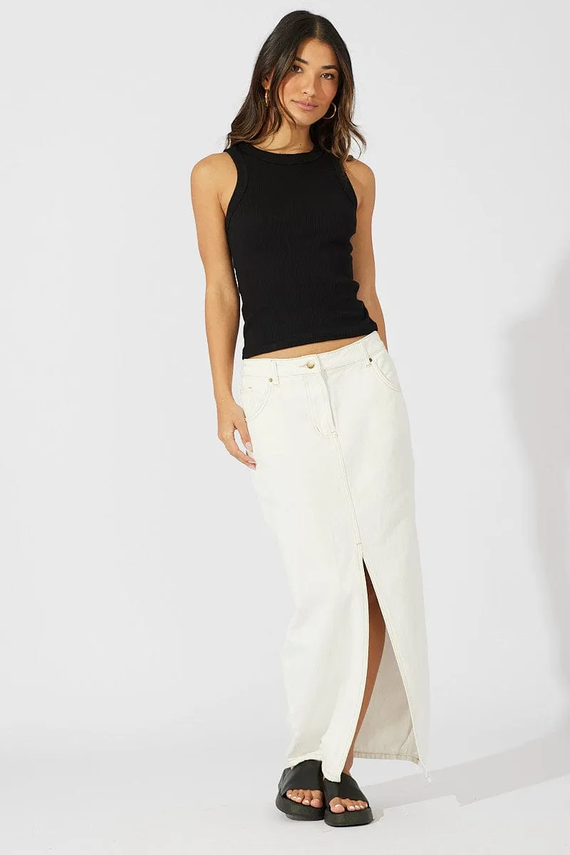 Black Tank Top Sleeveless Crew Neck Ventilation Panels MoistureManagementSystem