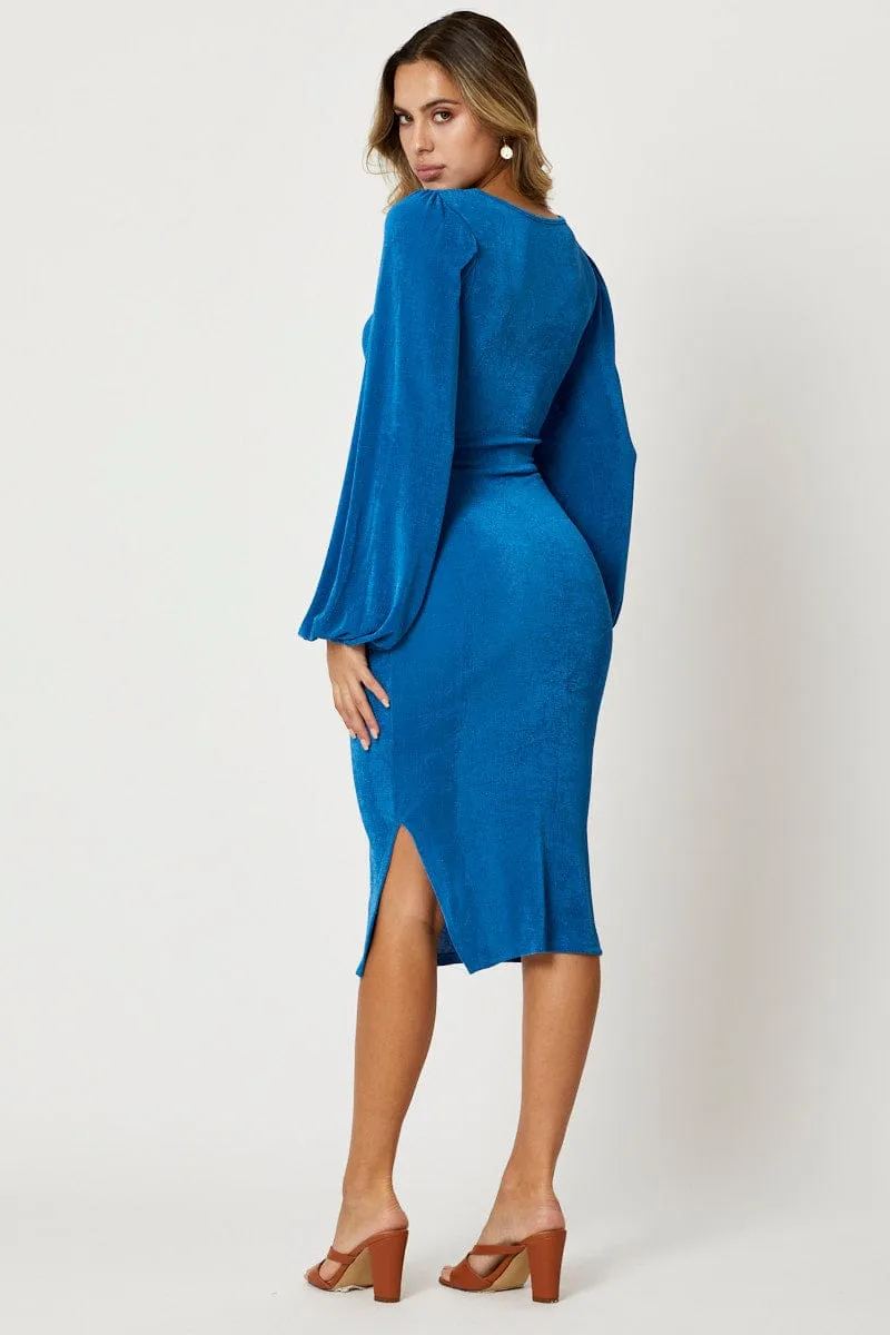 ConvertibleStyle China Cool Blue Slinky Jersey Cut Out Dress