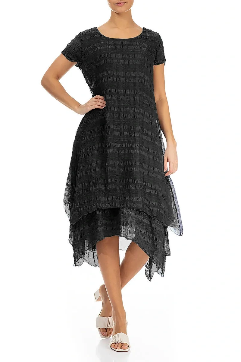 Next Core Flowy Layered Black Silk Dress