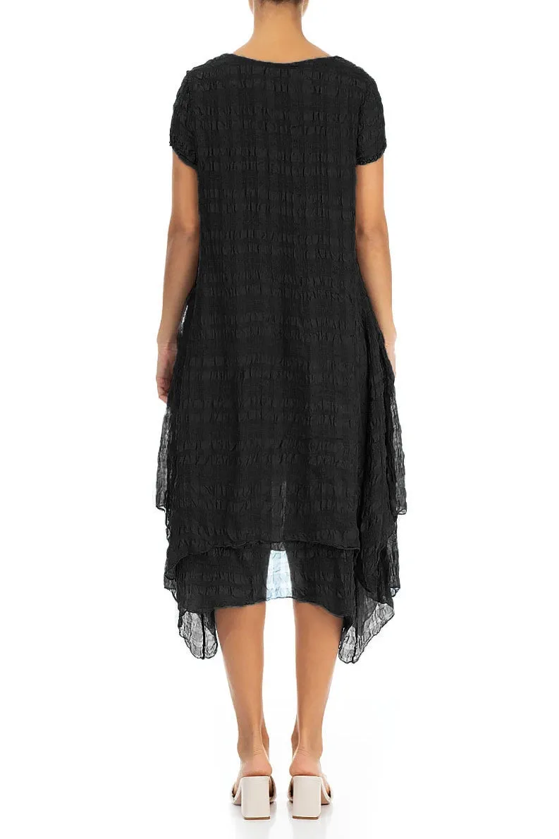 Flowy Layered Black Silk Dress NoSlipGrip