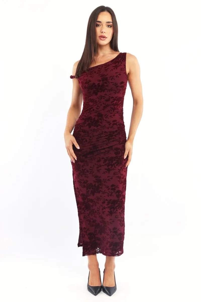 Run Glow GentleWaistband Red Bodycon Dress Burnout
