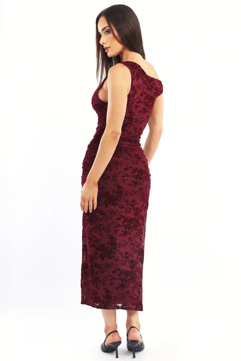 Smile Ease Moon Beam Red Bodycon Dress Burnout