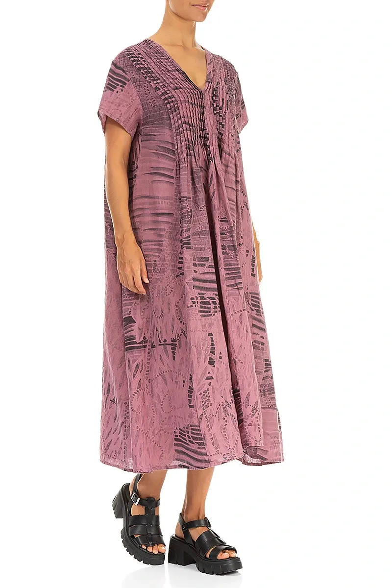 Romantic Mauve Taupe Serenity Linen Dress french chic Elite Vibe