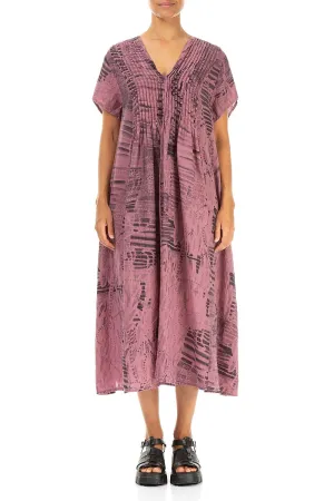 Romantic Mauve Taupe Serenity Linen Dress Bead Soul