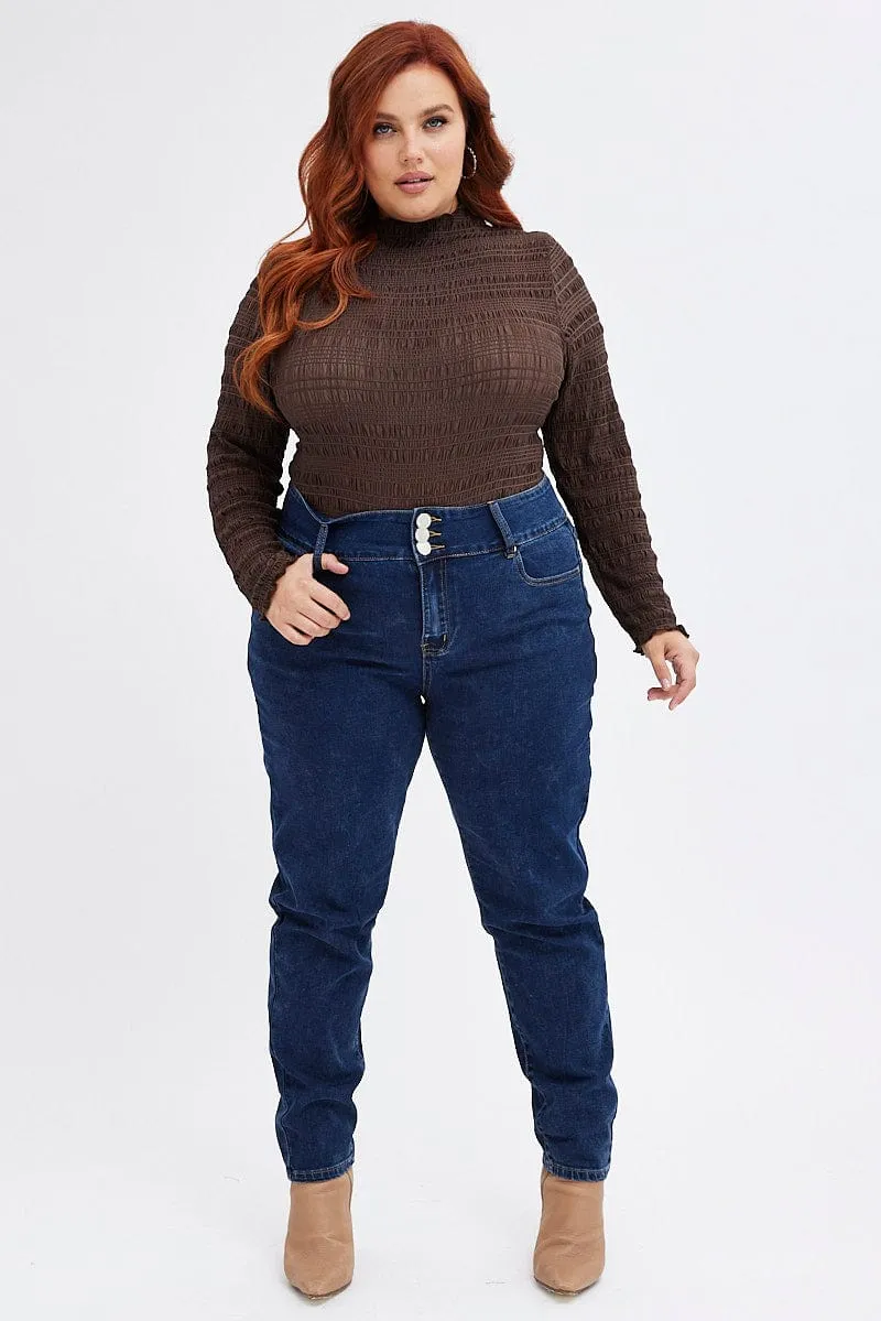 Contemporary Vibe Winter Warmth Durable Denim Skinny Denim Jeans High Rise