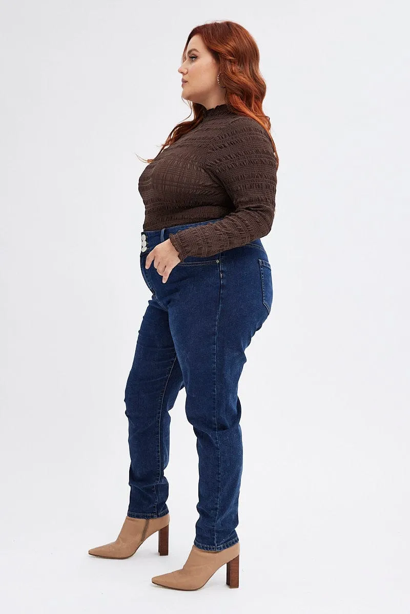 Seamless Pocket Design Denim Skinny Denim Jeans High Rise