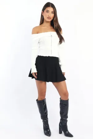 Shape Enhancing Black Knit Skater Skirt Mini Fit & Flare